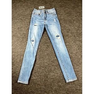 Aero Jeans Womens 2 Blue Denim‎ Cotton Stretch Distressed High Rise Skinny Leg